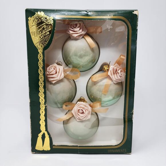 Rauch Victoria Collection Vintage Ball and Ribbon Flower Christmas Ornaments EUC - Picture 1 of 10